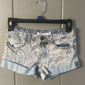 Vigoss Girl’s Jean Shorts Paisley Denim Cuffed Hem Cotton Stretch Boho